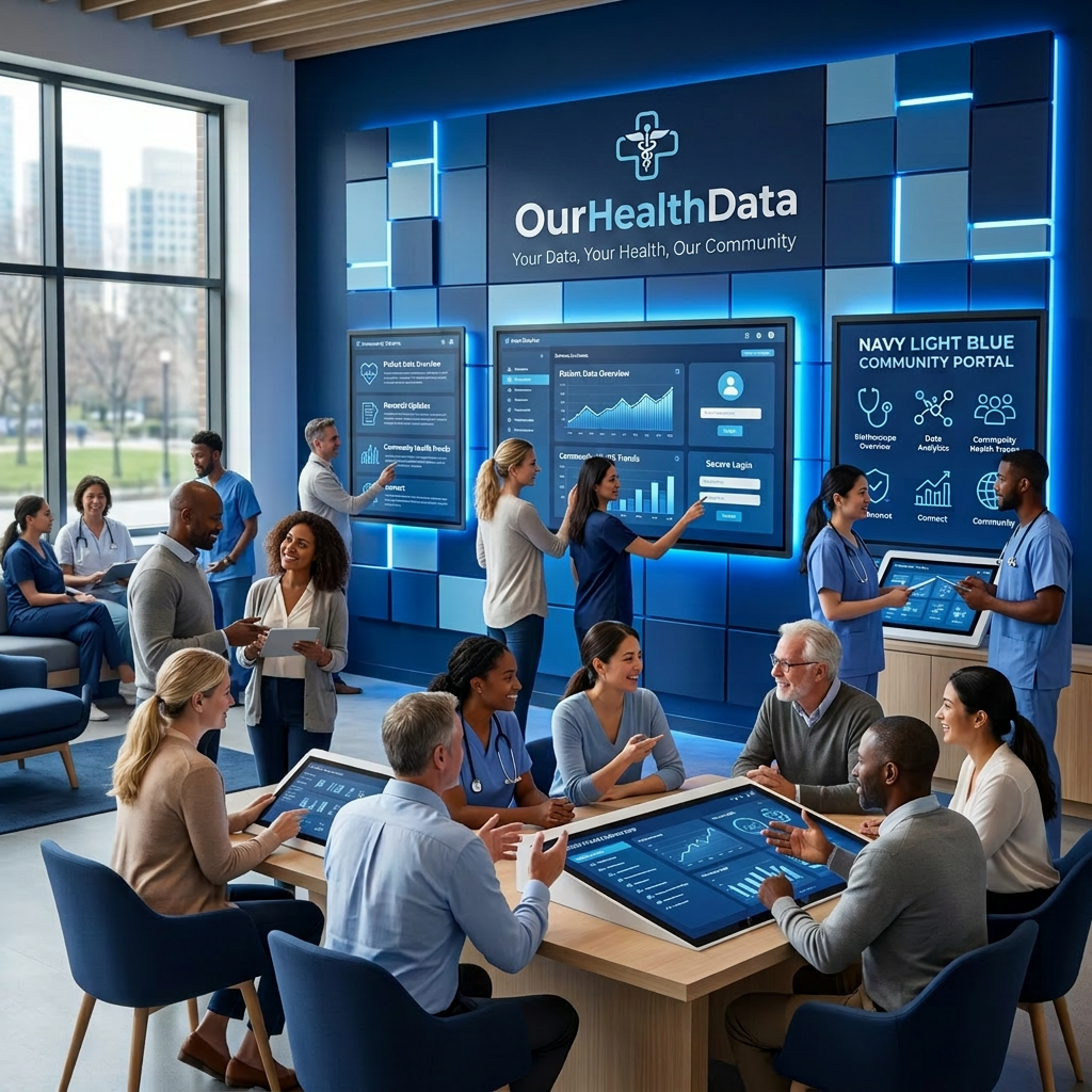 Replace text with OurHealthData and new tagline
